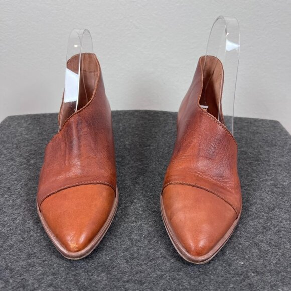 Free People Flat Leather Royale Half D'Orsay Brown Shoes EU 36 US 6 Minimal - Picture 2 of 6